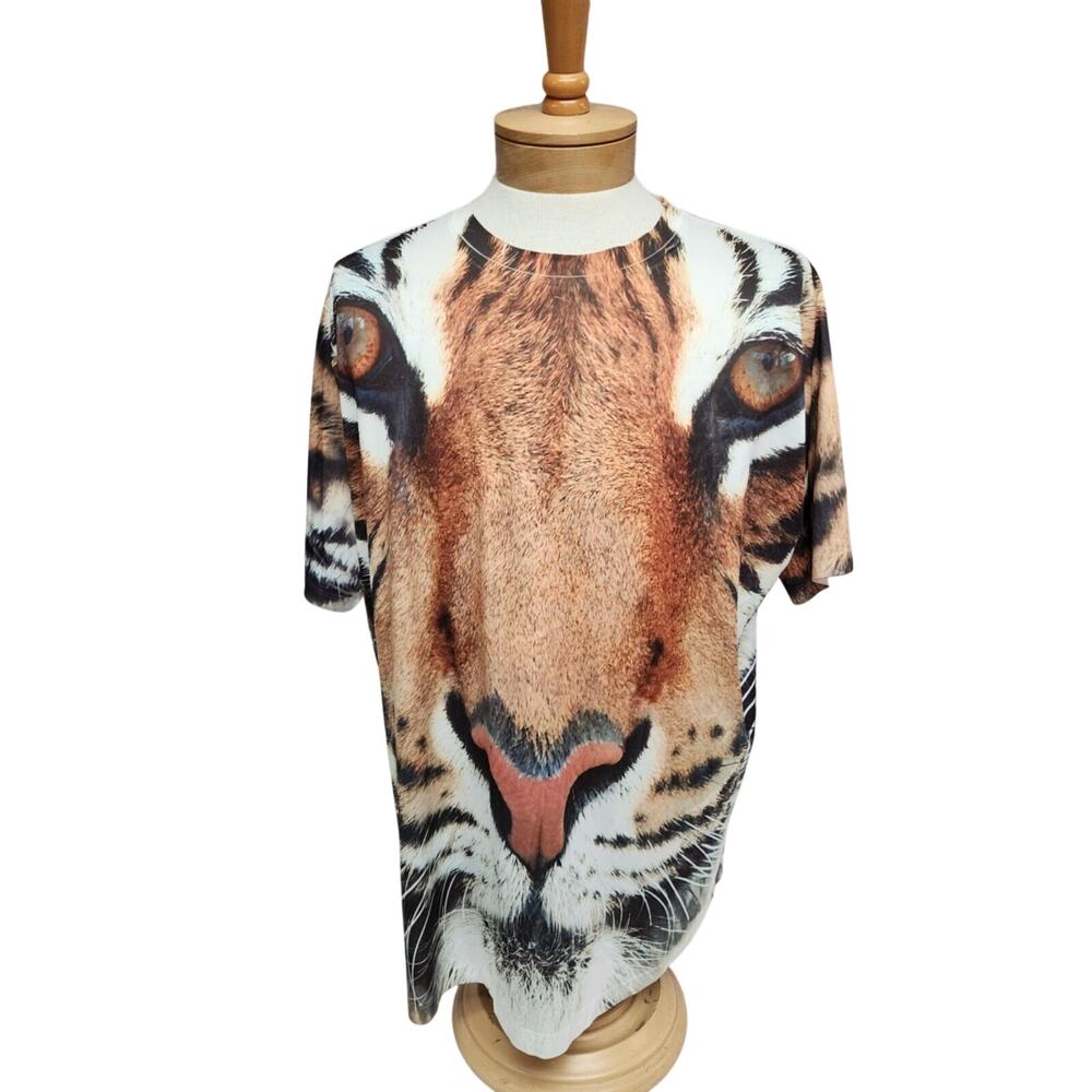Get A Life Size XXL Tiger Shirt Full Coverage Print Double-sided Short Sleeve